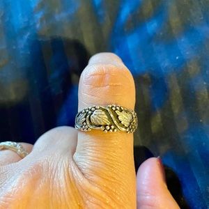 Black Hills Sterling silver grape leaves band ring sz 8